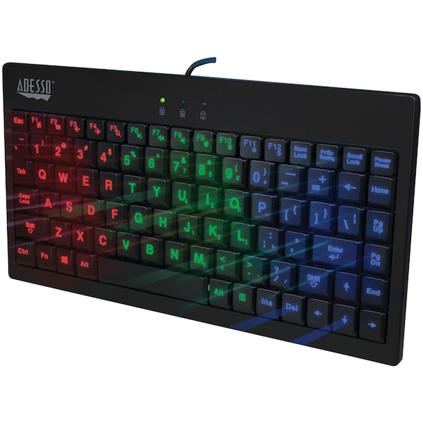 Adesso SlimTouch 110 3-Color Illuminated Mini Keyboard AKB-110EB